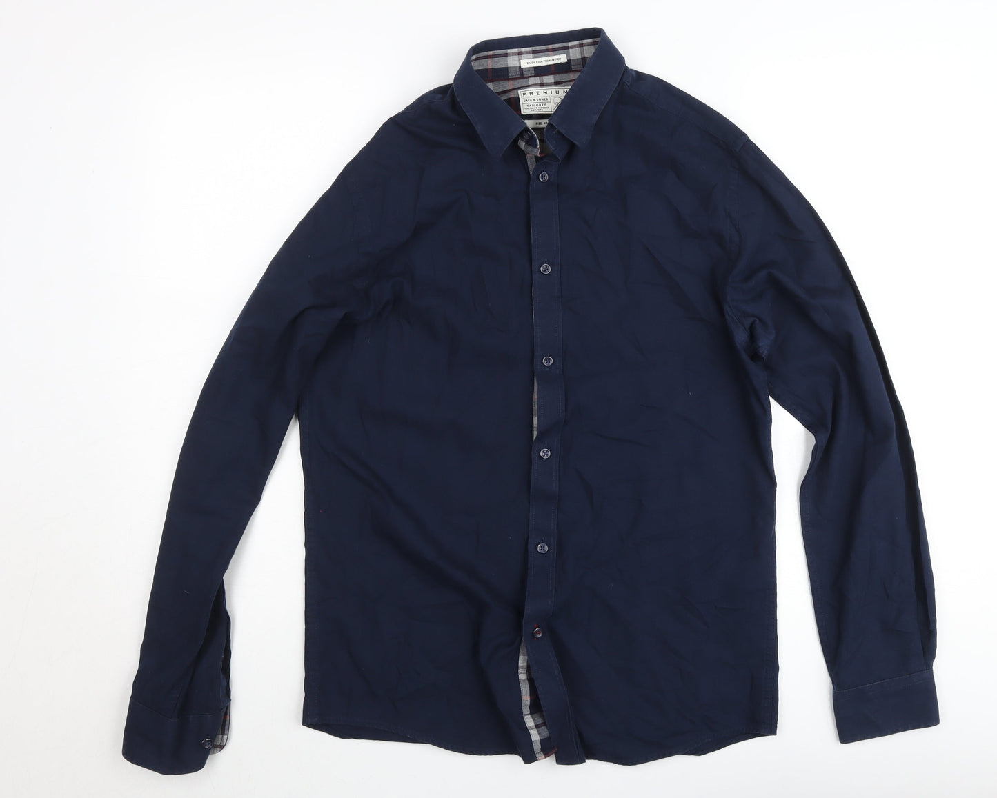 Jack & Jones Men's Blue Slim Fit Long Sleeve Button-Up Shirt Size M