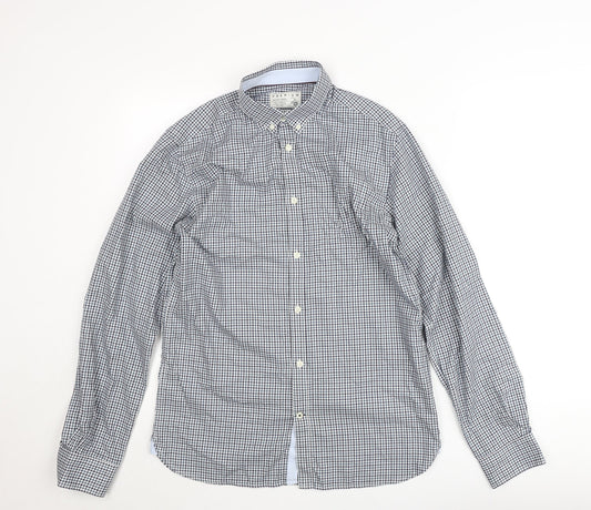 Jack & Jones Men’s Blue Check Slim Fit Long Sleeve Button-Up Shirt Size M