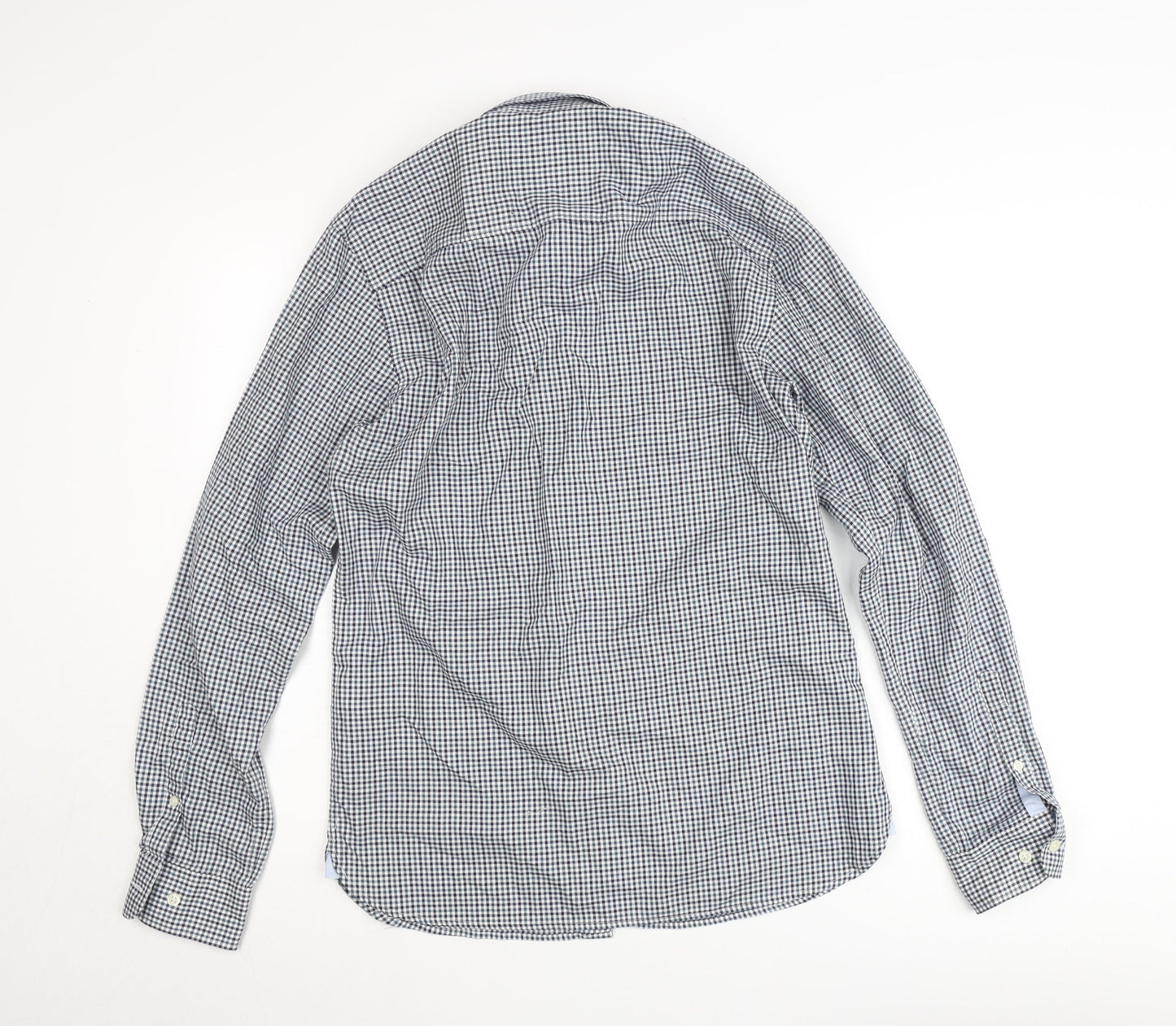 Jack & Jones Men’s Blue Check Slim Fit Long Sleeve Button-Up Shirt Size M