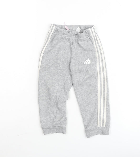Adidas Unisex Baby Grey Jogger Trousers 18-24 Months Elastic Waist