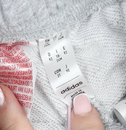 Adidas Unisex Baby Grey Jogger Trousers 18-24 Months Elastic Waist