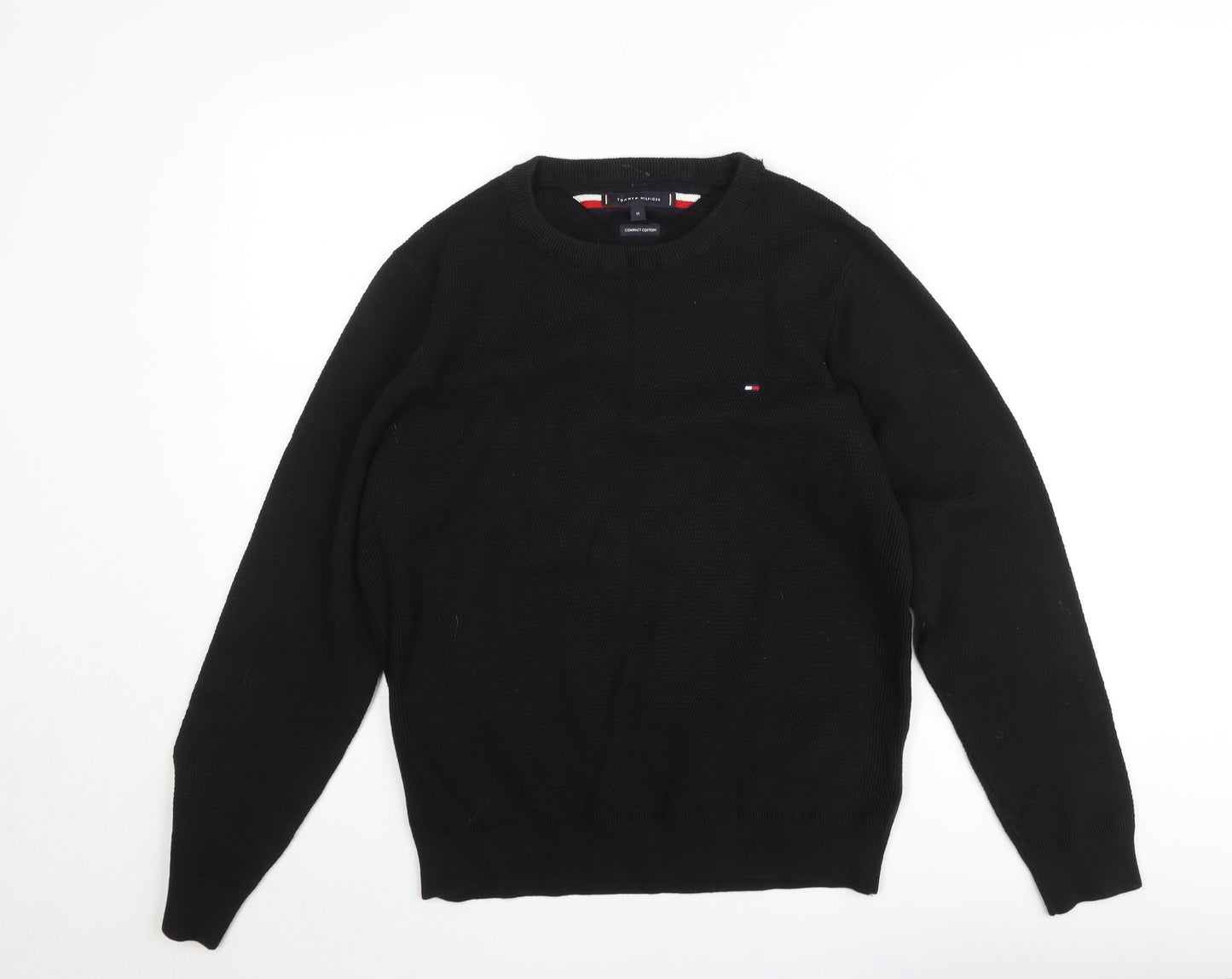 Tommy Hilfiger Men's Black Cotton Crew Neck Jumper M