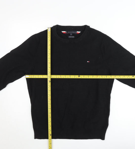 Tommy Hilfiger Men's Black Cotton Crew Neck Jumper M