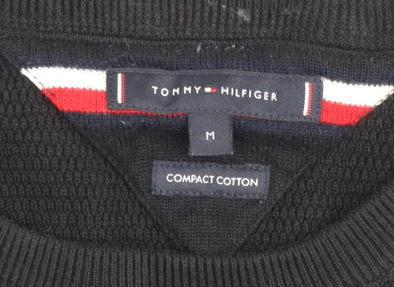 Tommy Hilfiger Men's Black Cotton Crew Neck Jumper M