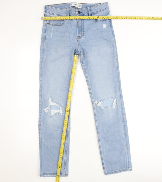 Back view of Abercrombie Kids girls’ blue skinny distressed jeans, size 13/14, years