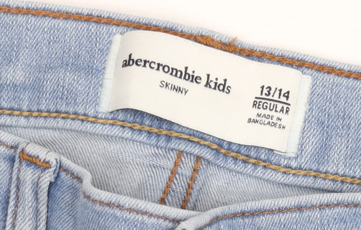 Abercrombie Kids Girls Blue Skinny Distressed Jeans Size 13/14 Years