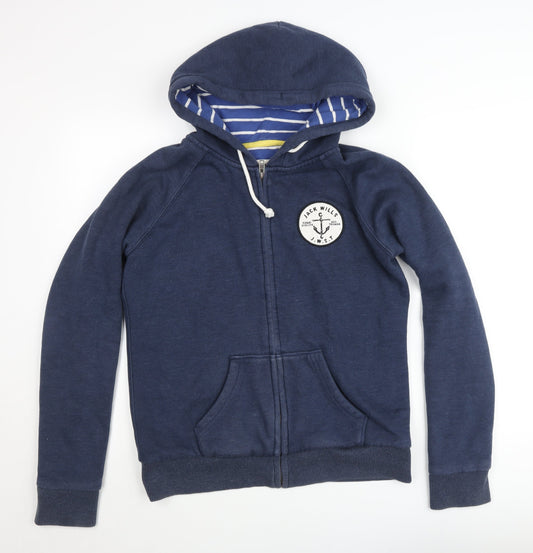 Jack Wills Mens Blue L Hooded Full Zip Jersey Jacket