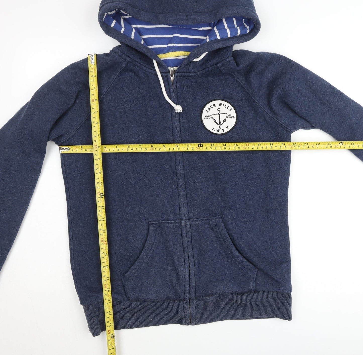 Jack Wills Mens Blue L Hooded Full Zip Jersey Jacket