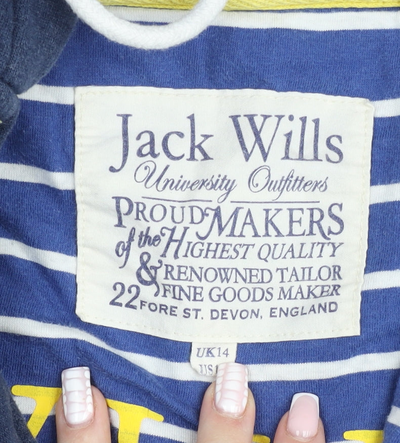 Jack Wills Mens Blue L Hooded Full Zip Jersey Jacket