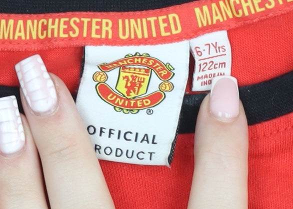 Additional view of Manchester United boys’ red & black t-shirt 6-7 years official football top