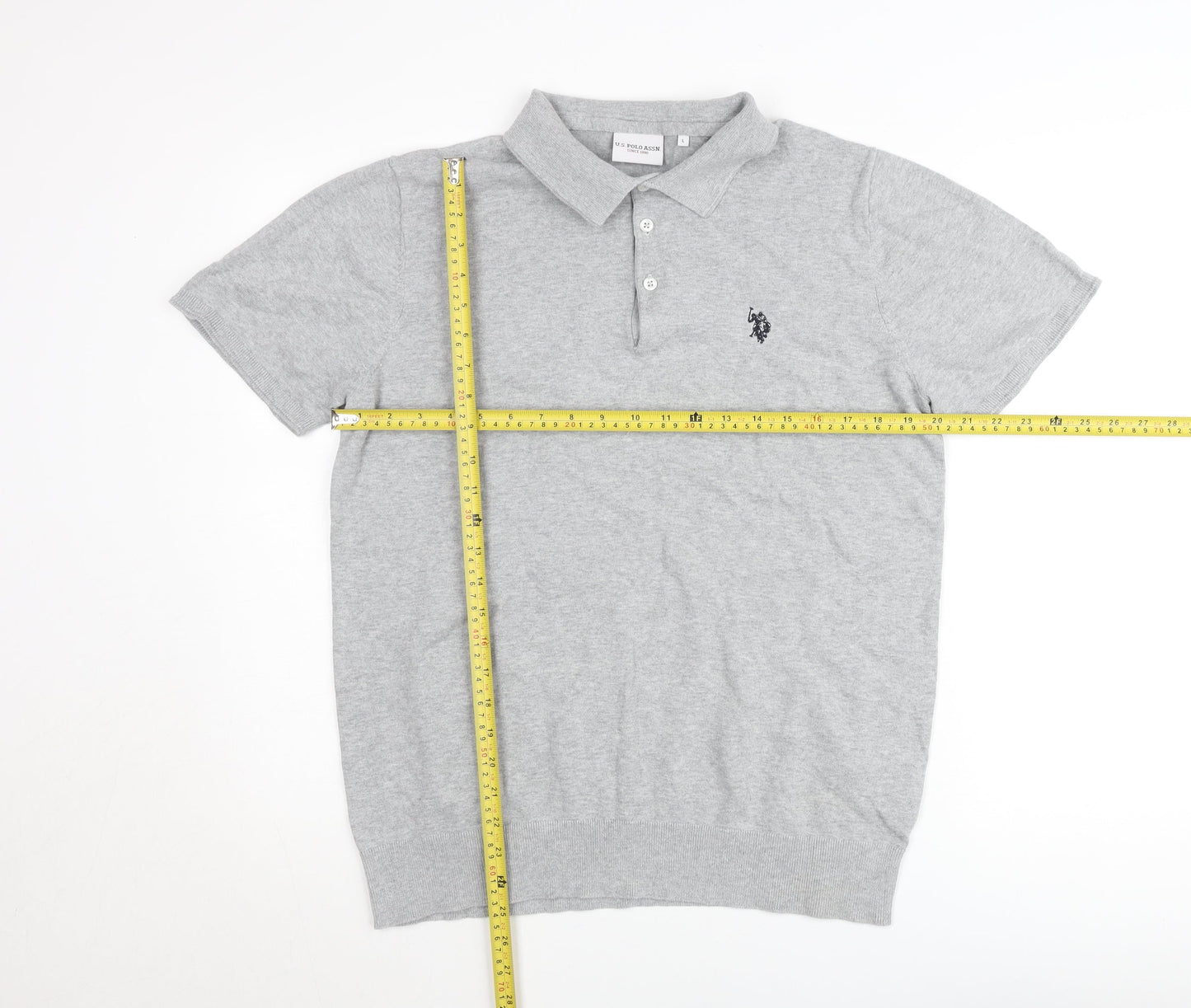 U.S. Polo Assn. Men's Grey Cotton Short Sleeve Polo Shirt L