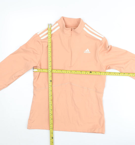Adidas Women's Peach Long Sleeve 1/4 Zip Pullover Sweatshirt Size L