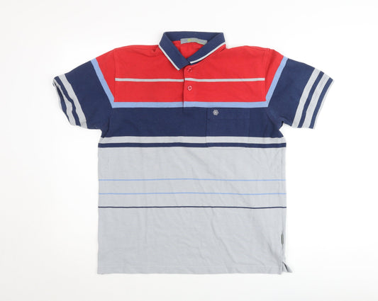 Bowling Men's Multicoloured Striped Cotton Polo Shirt Size L
