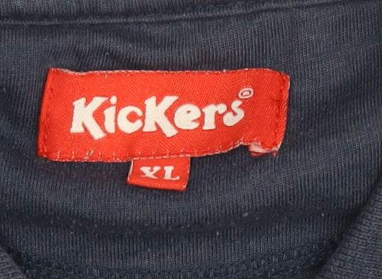 Kickers Men's Navy Blue XL Polo Shirt Classic Striped Cotton