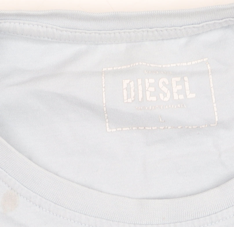 Diesel Men's Blue Cotton Crew Neck Short Sleeve T-Shirt Size L