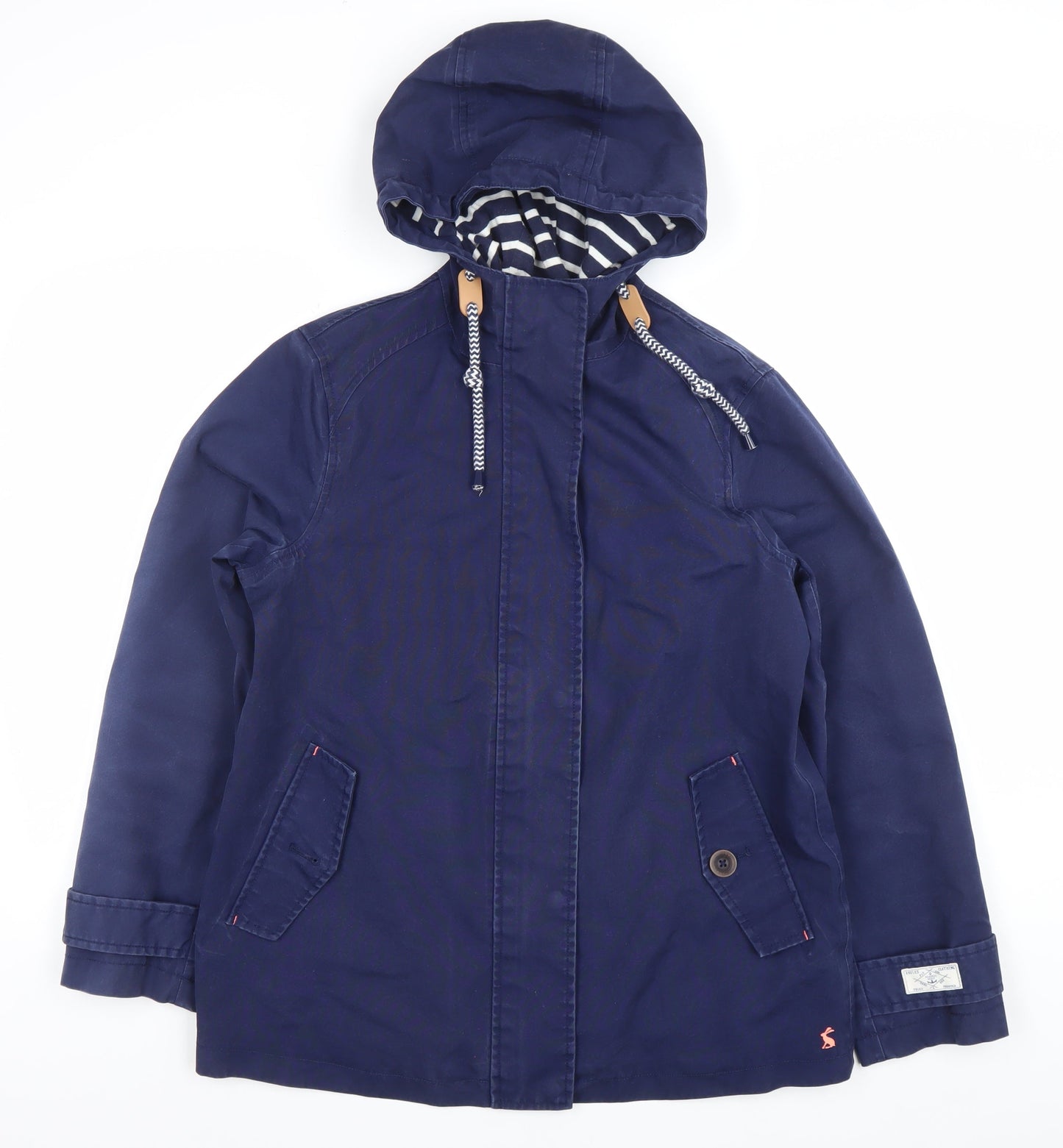 Joules Womens Blue Waterproof Hooded Rain Coat Jacket UK 12