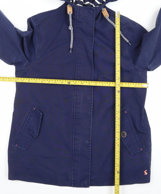 Joules Womens Blue Waterproof Hooded Rain Coat Jacket UK 12