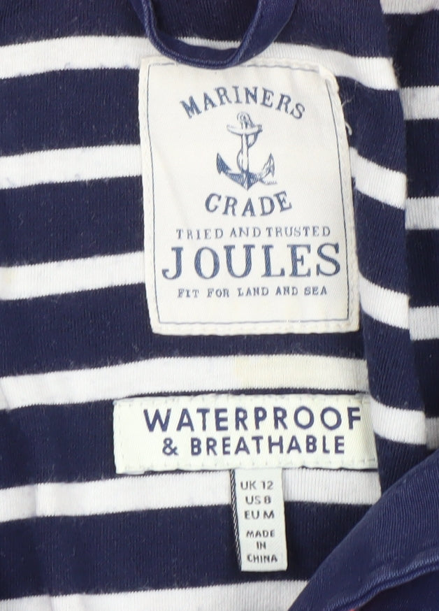Joules Womens Blue Waterproof Hooded Rain Coat Jacket UK 12
