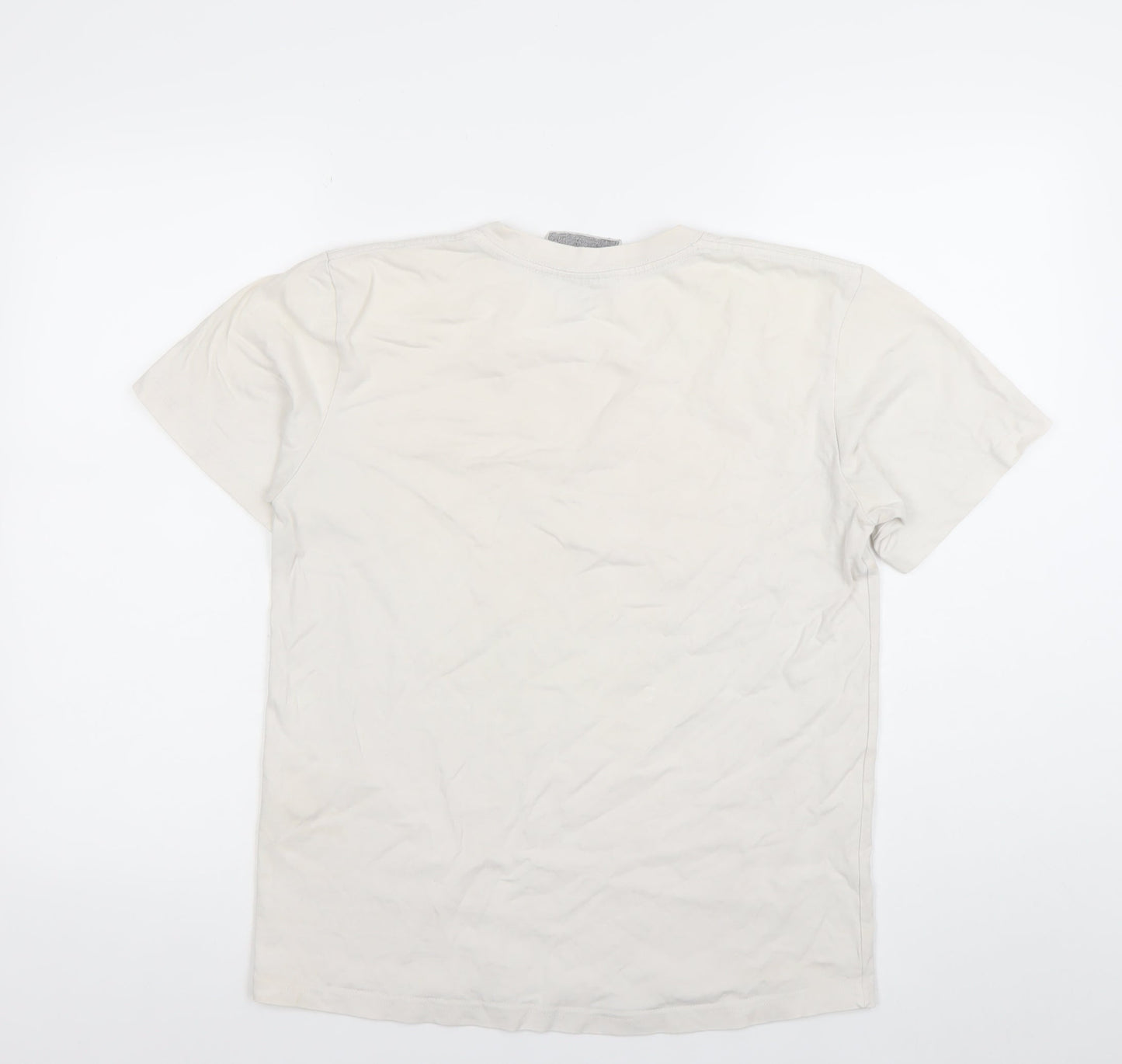 Stussy Women Beige Graphic Bear T-Shirt M Vintage Casual Top