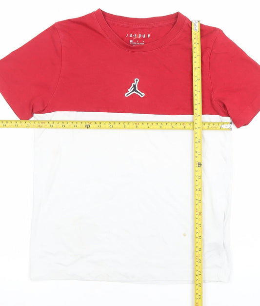 Jordan Boys Red White Colourblock T-Shirt 10-12 Years Sportswear