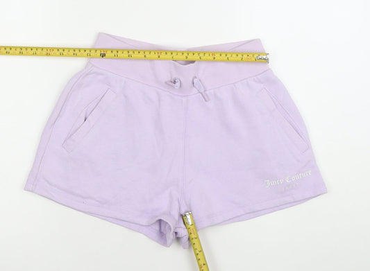 Juicy Couture Women's Purple XS Sweat Shorts Logo Drawstring Pockets