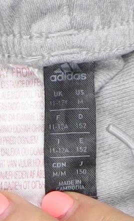 Adidas Boys Grey Track Pants 11-12 Years Elastic Waist Tapered Joggers