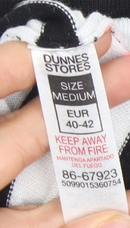 Additional view of Dunnes Women’s White Striped Knit Short Sleeve Top, size UK 12