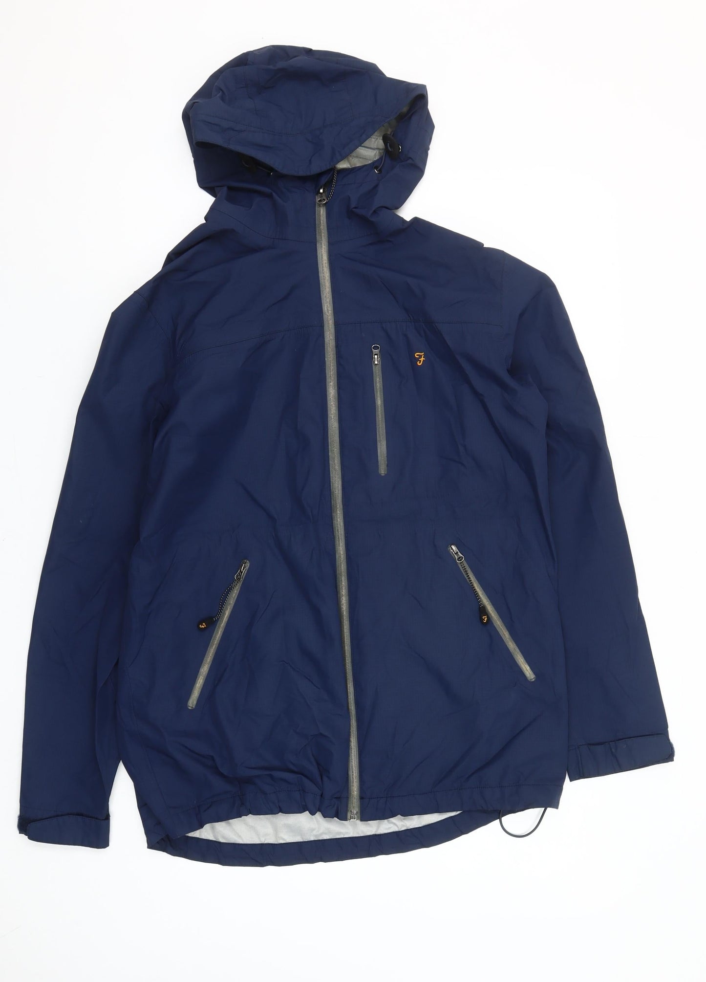 Farah Men's Blue Waterproof Hooded Windbreaker Jacket Size S