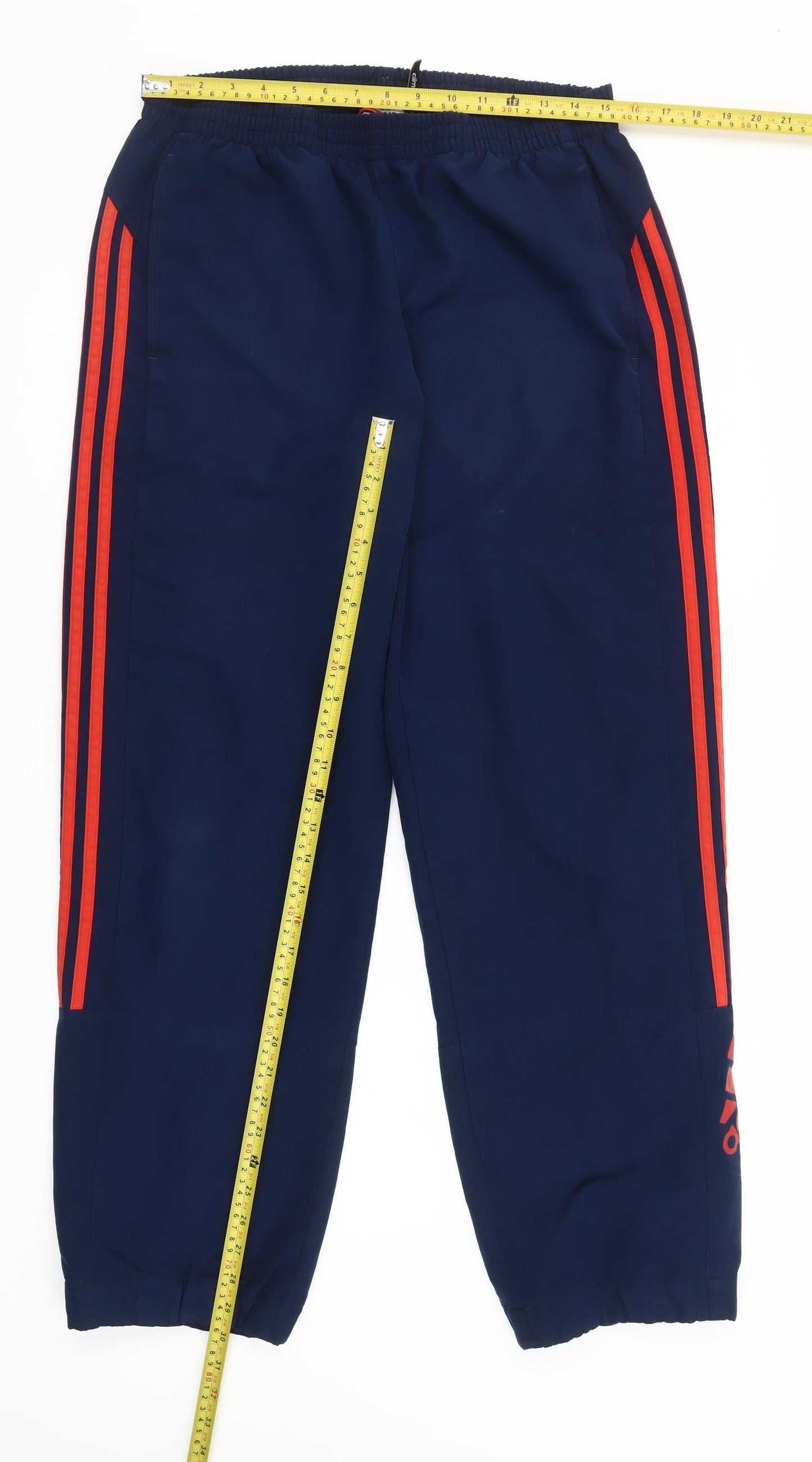 Adidas Men Blue L Jogger Trousers with Red Stripes
