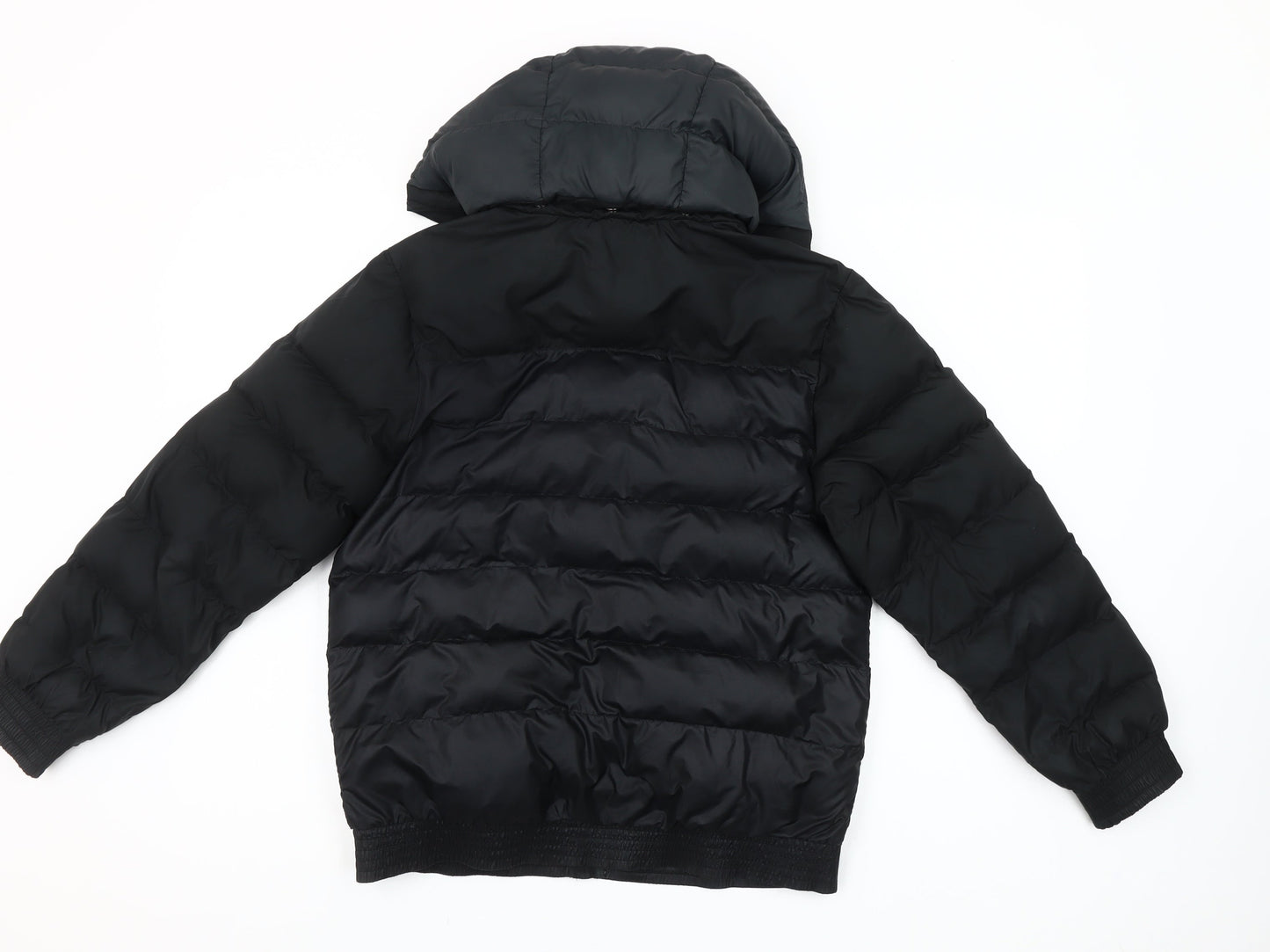 Nike Women Black L Puffer Jacket Hooded Polyester Winter Coat