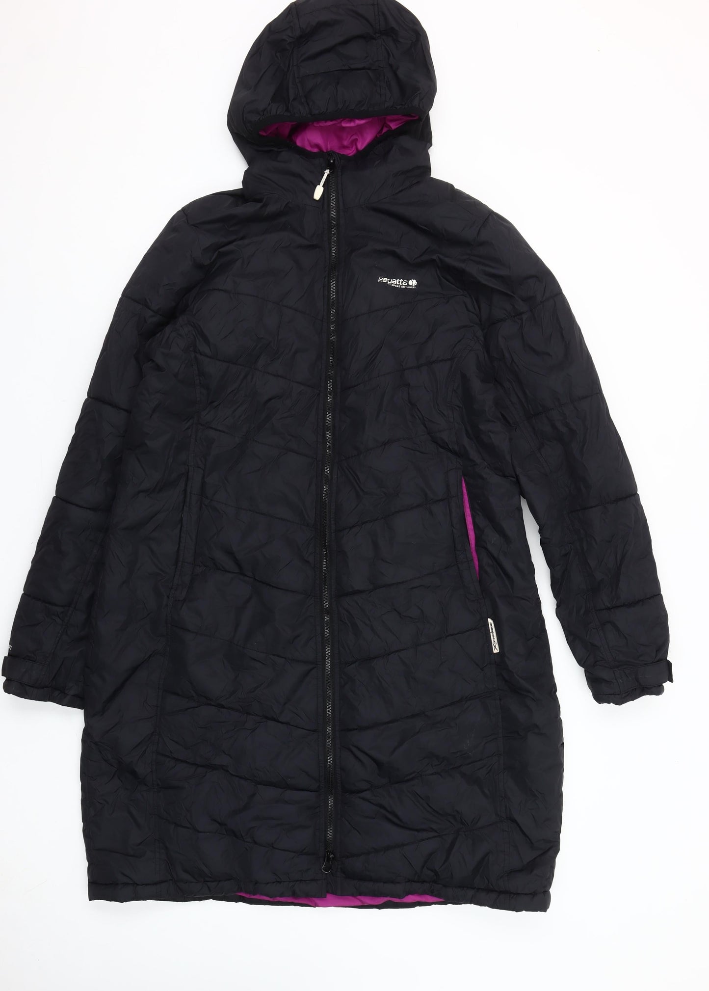 Regatta Women's Black Long Hooded Puffer Coat Size 14