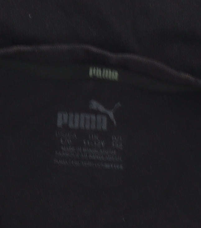 Puma Girls Black Logo Graphic T-Shirt 10-11 Years Short Sleeve Casual Top