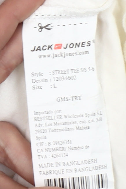 Jack & Jones Men's White South Beach Graphic T-Shirt Size L