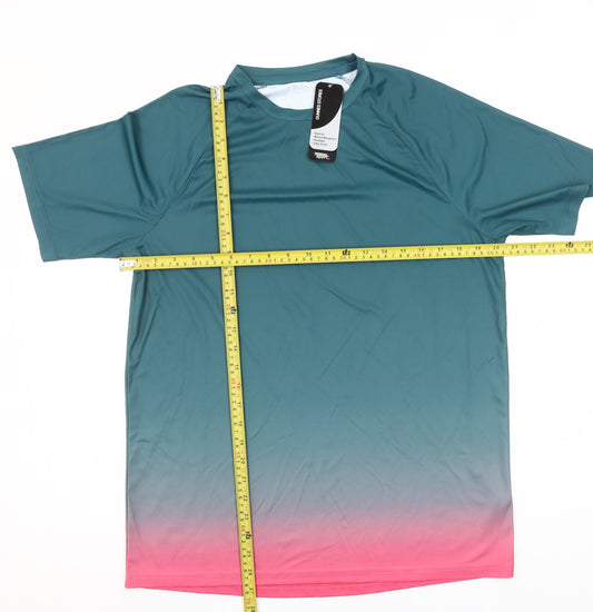 Dunnes Stores Men Blue Ombre Short Sleeve Crew Neck Sports Top Medium