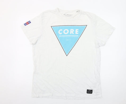 Jack & Jones Men's White 2XL Graphic CORE Jersey T-Shirt