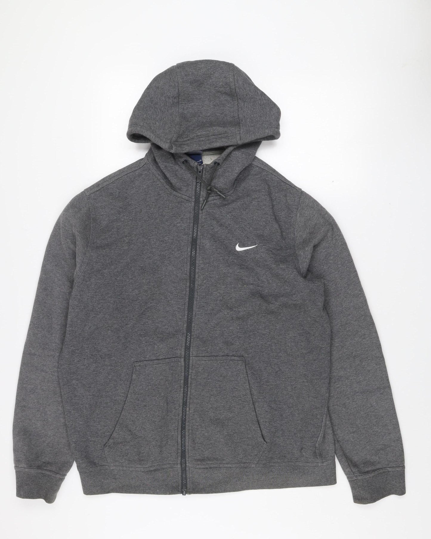 Nike Men's Grey Full Zip Hooded Jacket Size L Cotton Blend