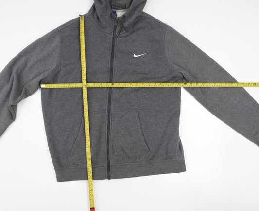 Nike Men's Grey Full Zip Hooded Jacket Size L Cotton Blend