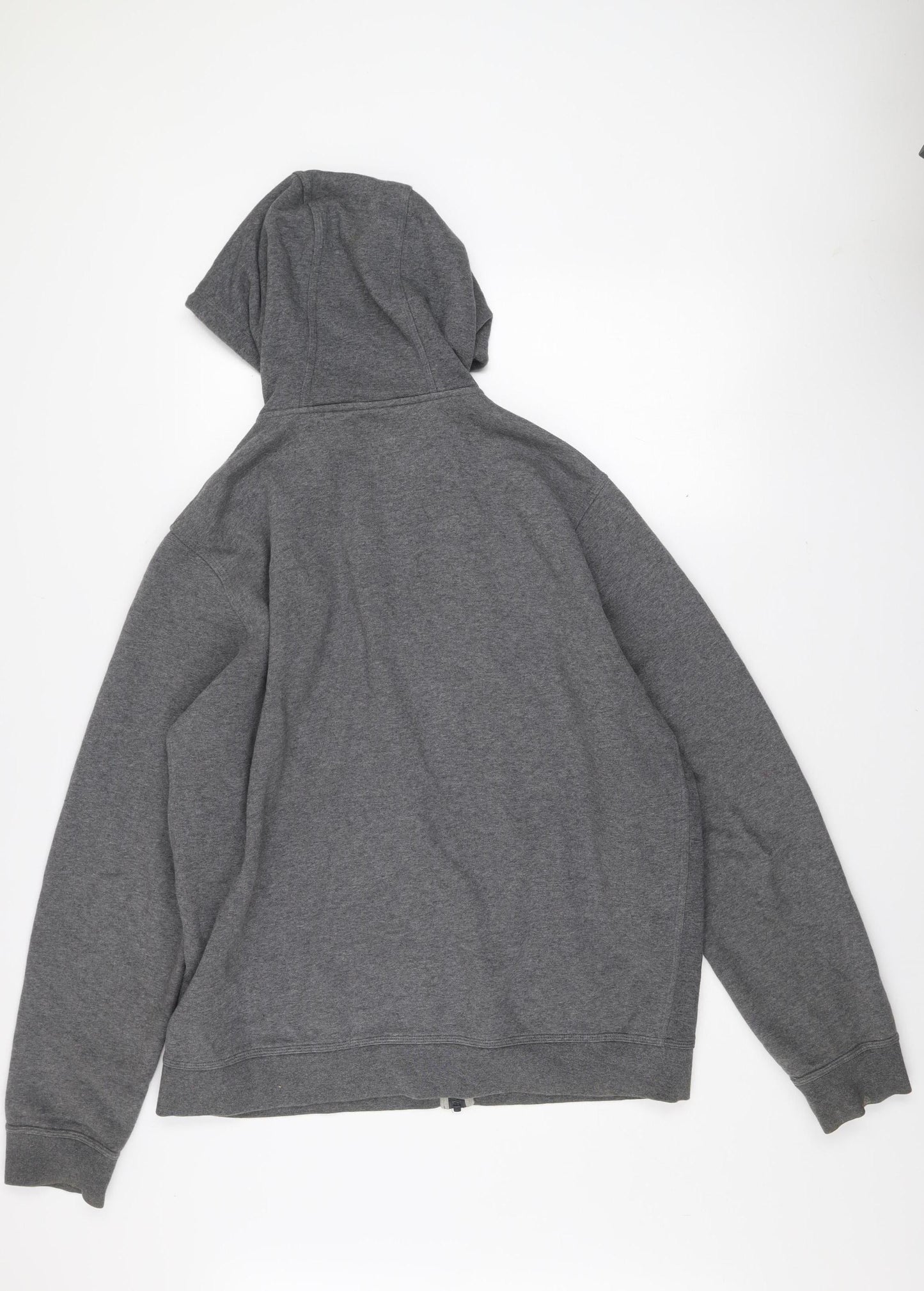 Nike Men's Grey Full Zip Hooded Jacket Size L Cotton Blend