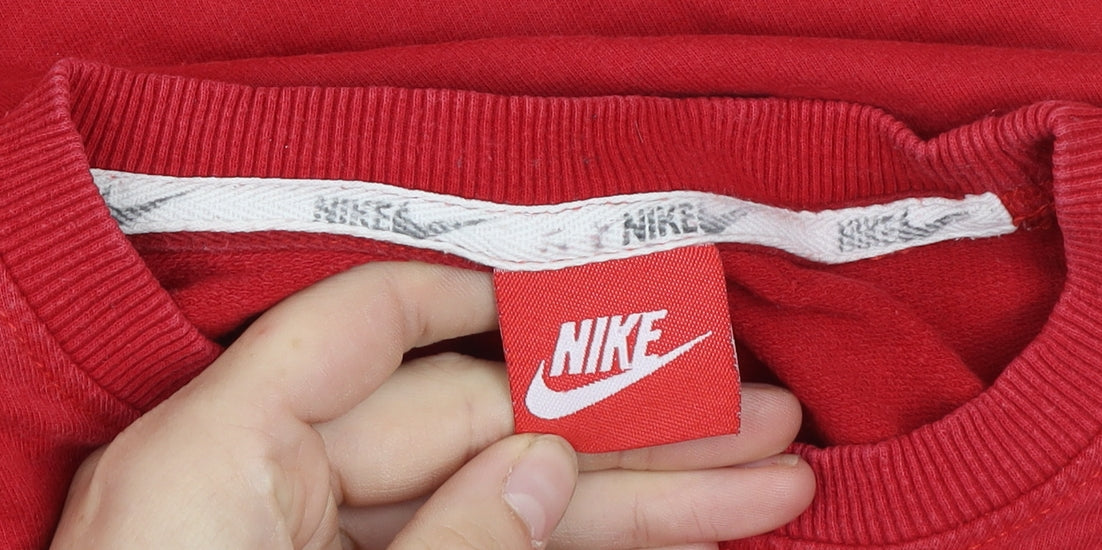 Additional view of Nike boys’ red logo pullover sweatshirt l long sleeve crew neck