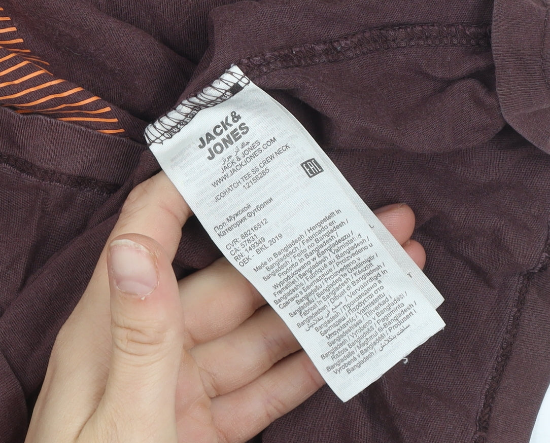 Jack & Jones Men’s Brown Slim Fit Core 1990 Graphic Cotton T-Shirt Size M