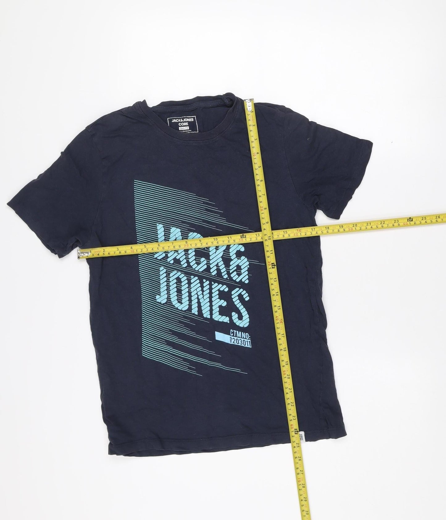Jack & Jones Core Men's Blue Slim Fit Graphic Cotton T-Shirt Size M