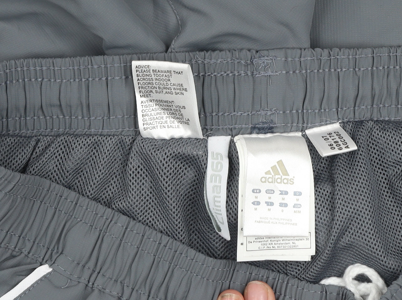 Adidas Men's Grey Track Pants Clima365 M Moisture Wicking Lightweight Activewear Trousers