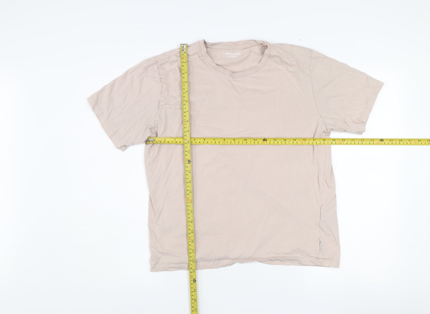 Jack & Jones Men's Beige Short Sleeve Crew Neck Regular Fit T-Shirt M