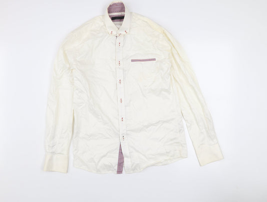 Jack & Jones Premium Men's Ivory Long Sleeve Button-Up Shirt Size S