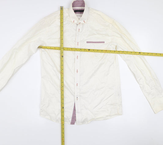 Jack & Jones Premium Men's Ivory Long Sleeve Button-Up Shirt Size S