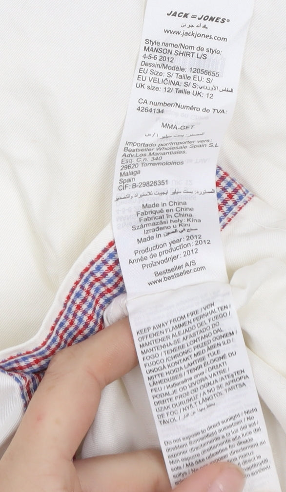 Jack & Jones Premium Men's Ivory Long Sleeve Button-Up Shirt Size S