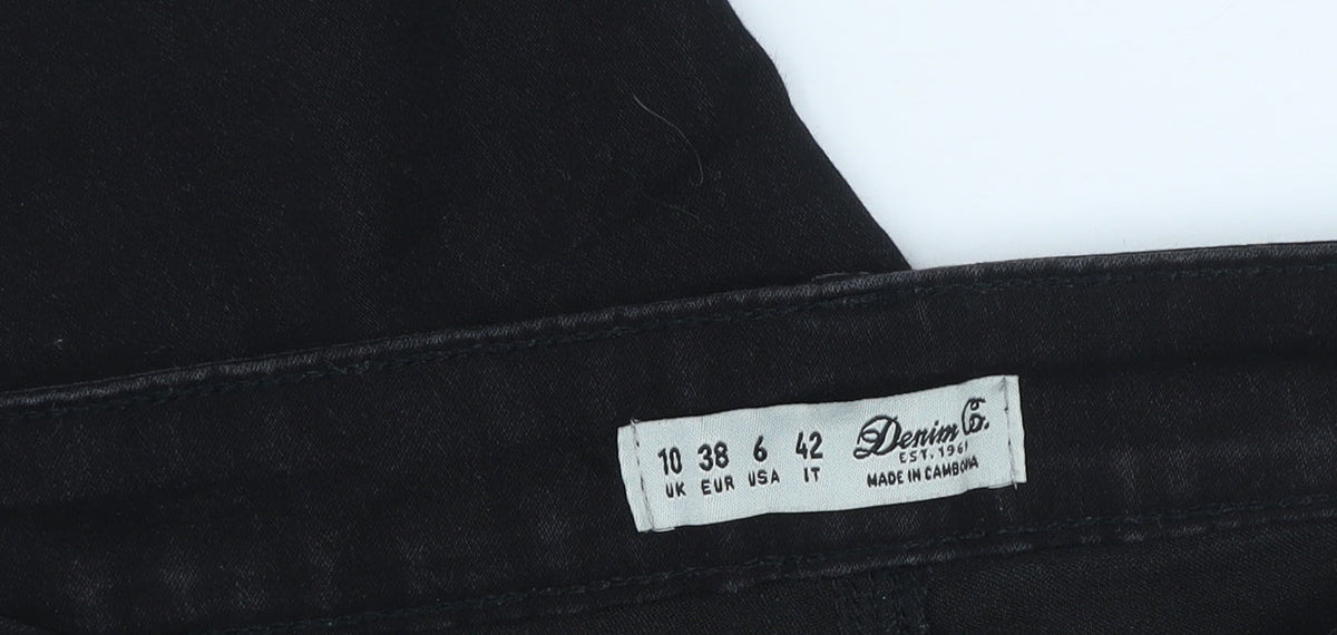 Additional view of Denim Co. Women's Black Skinny Jeans, size 10, Ankle Zip Stretch