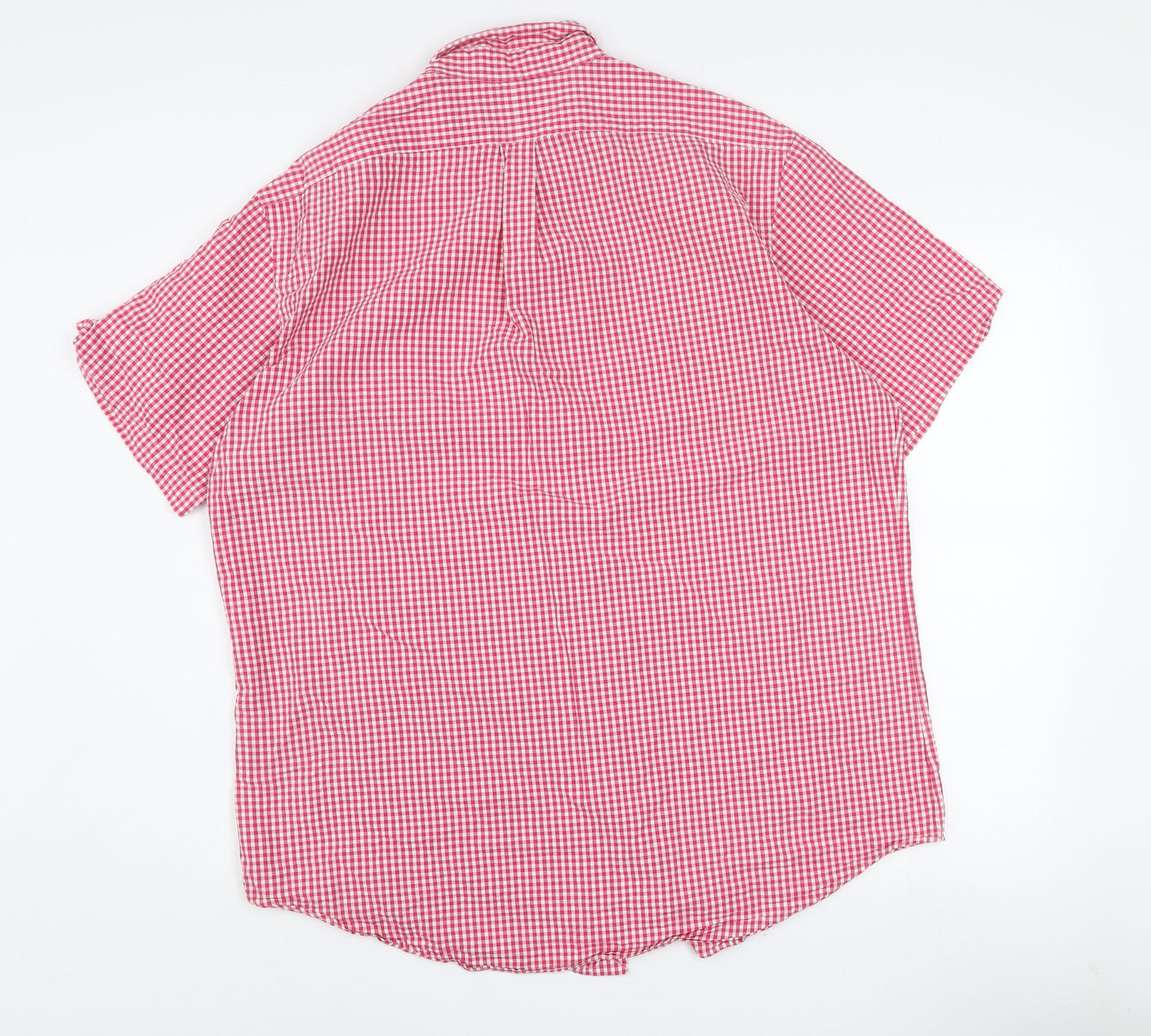Ralph Lauren Men's Red Gingham Short Sleeve Button-Up Shirt XL Cotton