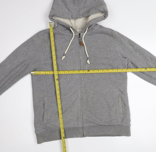 Fat Face Men's Grey Hooded Full Zip Fleece Lined Cotton Jacket L