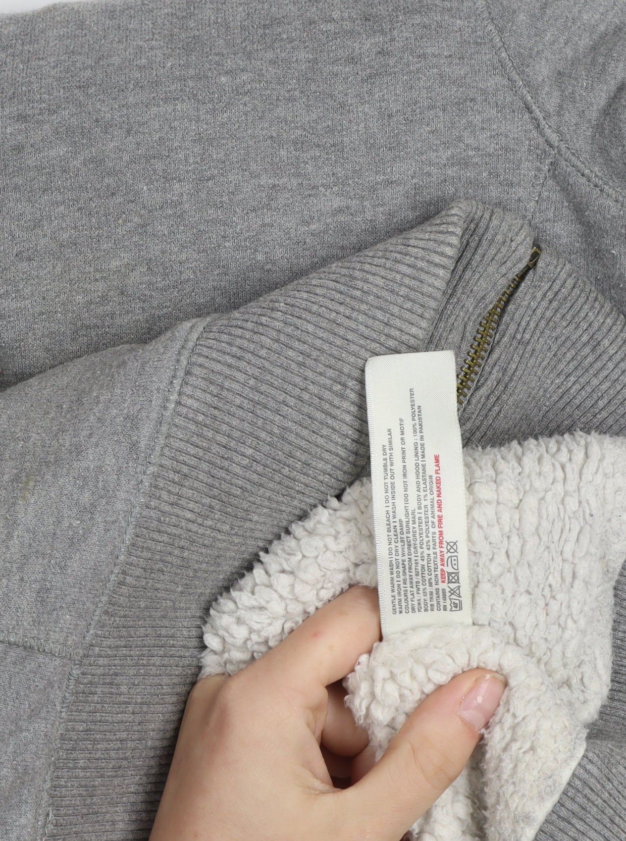 Fat Face Men's Grey Hooded Full Zip Fleece Lined Cotton Jacket L